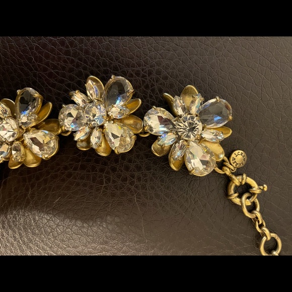 Crystal and Gold Flower Statement Necklace J. Crew - Picture 3 of 6